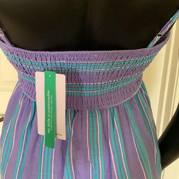 Stitch and Pine forget me not purple fresh white spaghetti strap dress size M - Picture 6 of 6